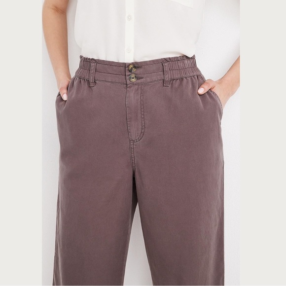 Maurices Solid High Rise Cropped Wide Leg Weekender Pant XL BNWT Brown Arrow - Picture 4 of 11